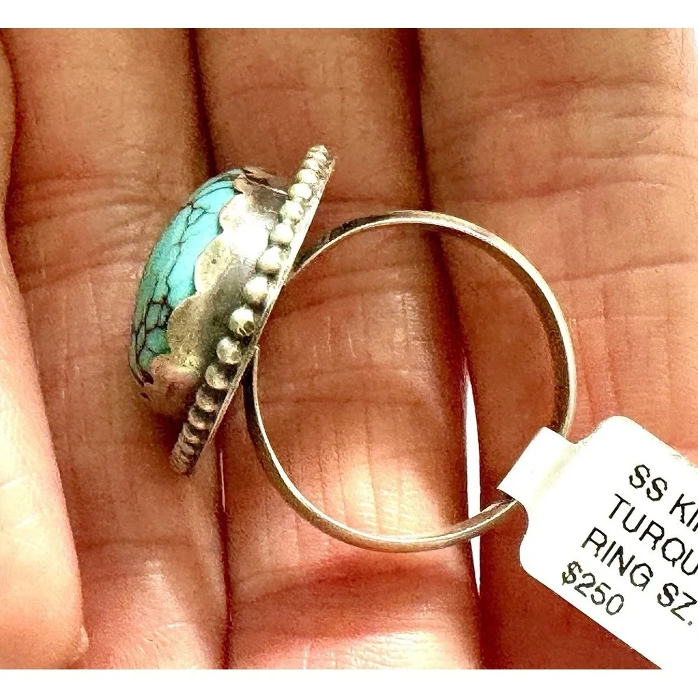 Vintage Style Navajo Turquoise Ring Sz 9 Sterling Scott Skeets Native American